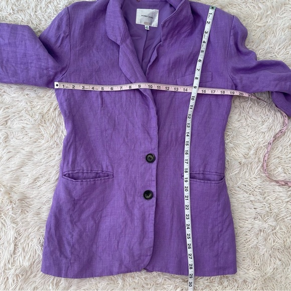Ronny Kobo Klover Linen Blazer padded shoulder button purple lilac SZ XS lined - Picture 8 of 13